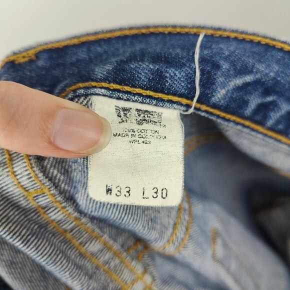 Vintage 90s Levi's 501 Jeans Mens 33x30 Medium Wash Whiskering Straight Fit - Picture 9 of 12
